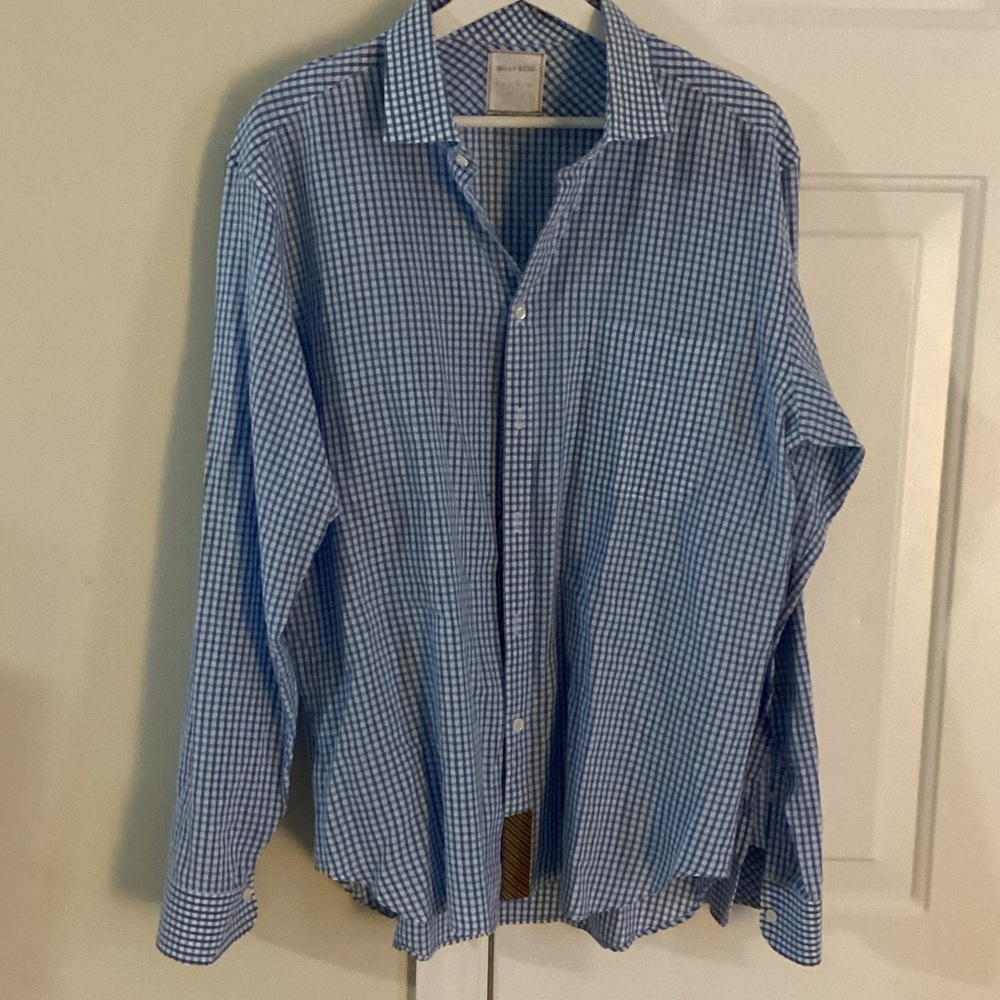 Billy Reid Light Blue Gingham Dress Shirt